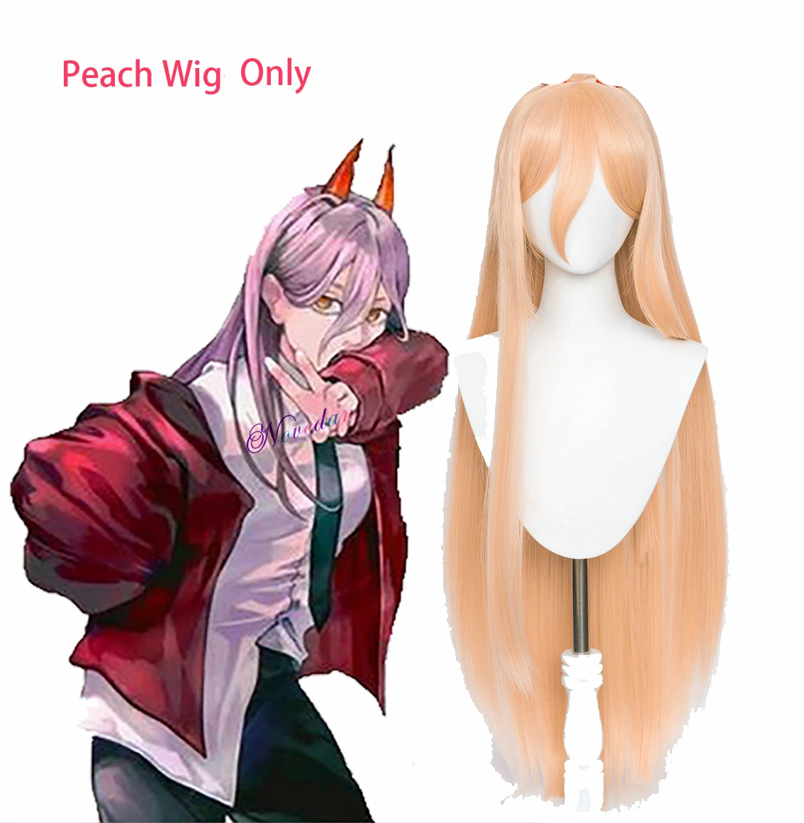Power Cosplay Anime Chainsaw Man Costume Wig Blue Jacket Uniform Outfit  Hairpins Blood Fiend Devil Makima Denji Halloween Wome