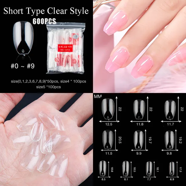 Cumpără Cuie Art Instrumente 500pcs Clear White French False Acrylic Nail Tips Half Cover Fake Nails Acrylic Uv Gel French False Tip Nail Art Salon Fake Nail