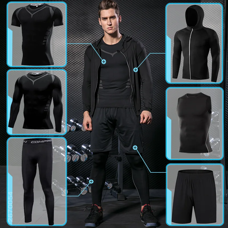 Men's Running Sets Compression Basketball Underwear Tights Jogging Sports  Suits