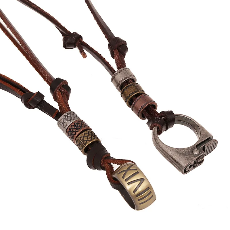 Retro Punk Men's Leather Rope Necklace 