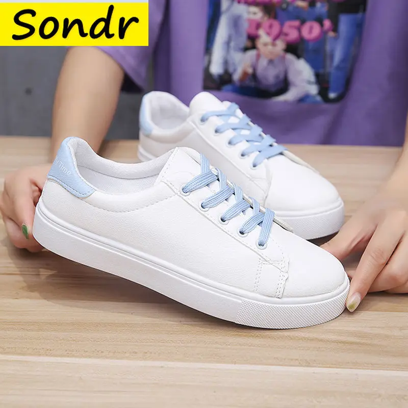 Women Casual Shoes New Spring Woman Shoes Fashion White Sneakers Breathable Lace-Up Women Sneakers Platform Flats Shoes