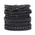 Modyle New Fashion Luxury Braided Wrap Leather Bracelets for Men Punk Vintage Charm Beads Wristbands Bracelets Jewelry