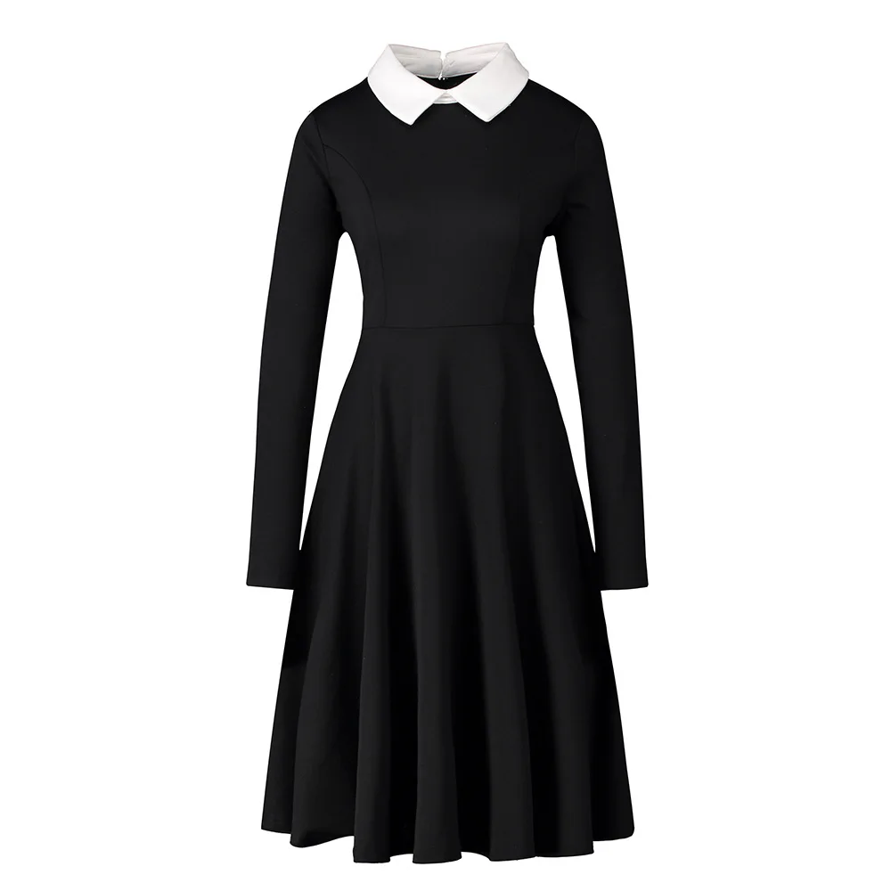 Women Dress Elegant Work Vintage Black 