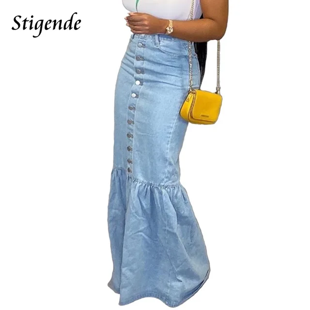 maxi jean skirts