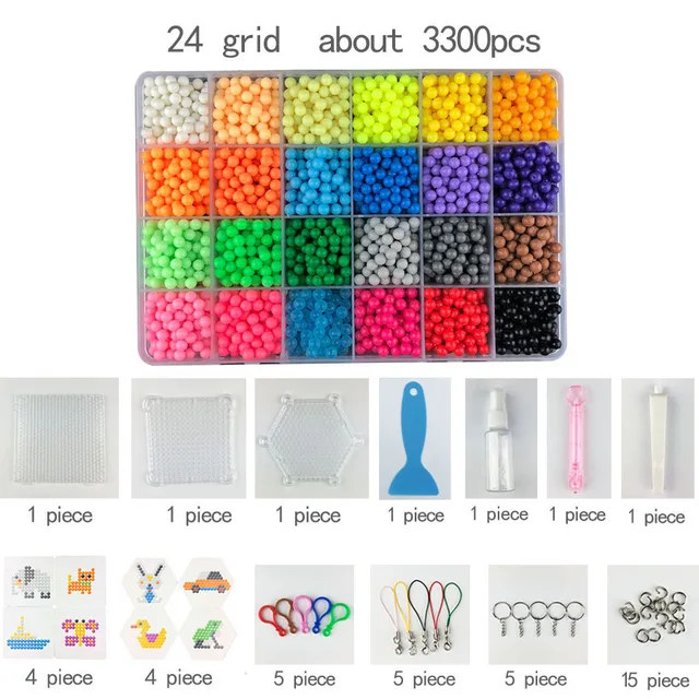 300pcs Hama Beads 3d Handmade Puzzles Magic Beads 5mm Diy Water Spray Beads  Ball Games Children Educational Toys For Girls Boy