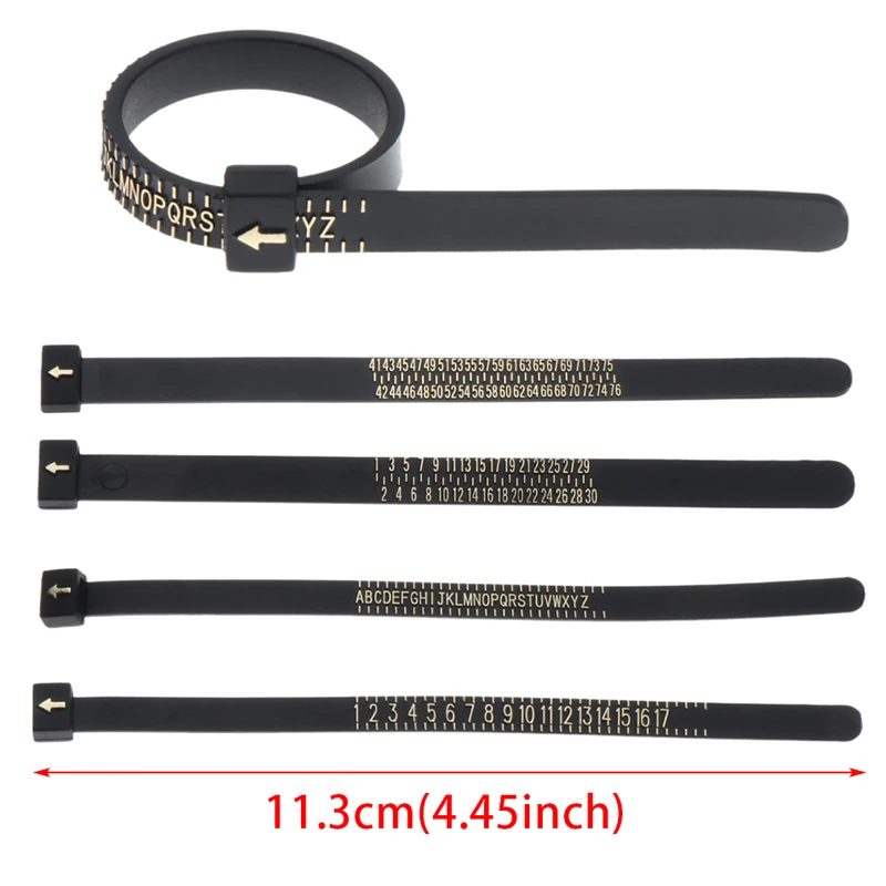 Black Plastic Ring Sizer Measure Sizes 1-17 Finger Gauge Genuine Tester  Wedding Ring Band With