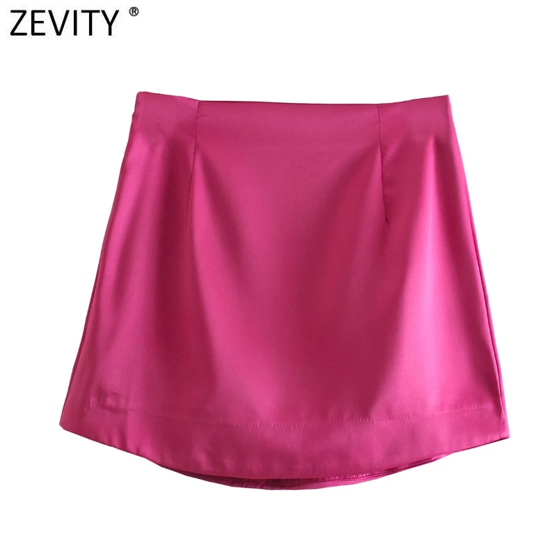 Zevity Women High Street Solid Color Side Zipper Sexy Mini Skirt Faldas Mujer Ladies Light Soft Casual Slim Chic Vestidos QUN765