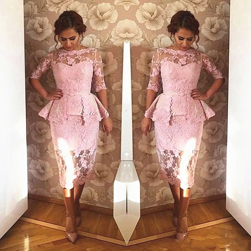 Tea Length Short Pink Lace Mother 