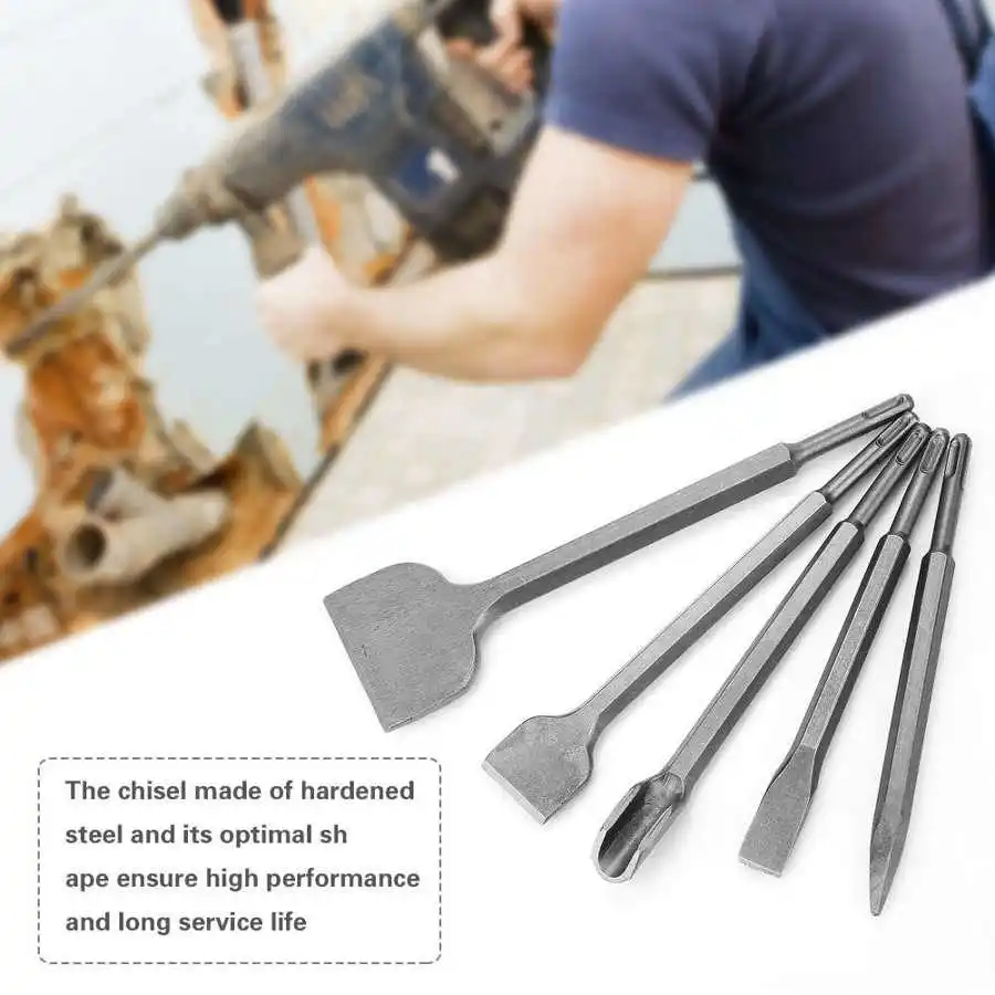 5Pcs Electric Hammer Drill Bits Chisel 
