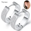 Hot Sell Width 5 mm Fashion Good Clear Crystal Stainless Steel Earrings For Women Valentine Gift Jewelry Hoop Earring Wholesale