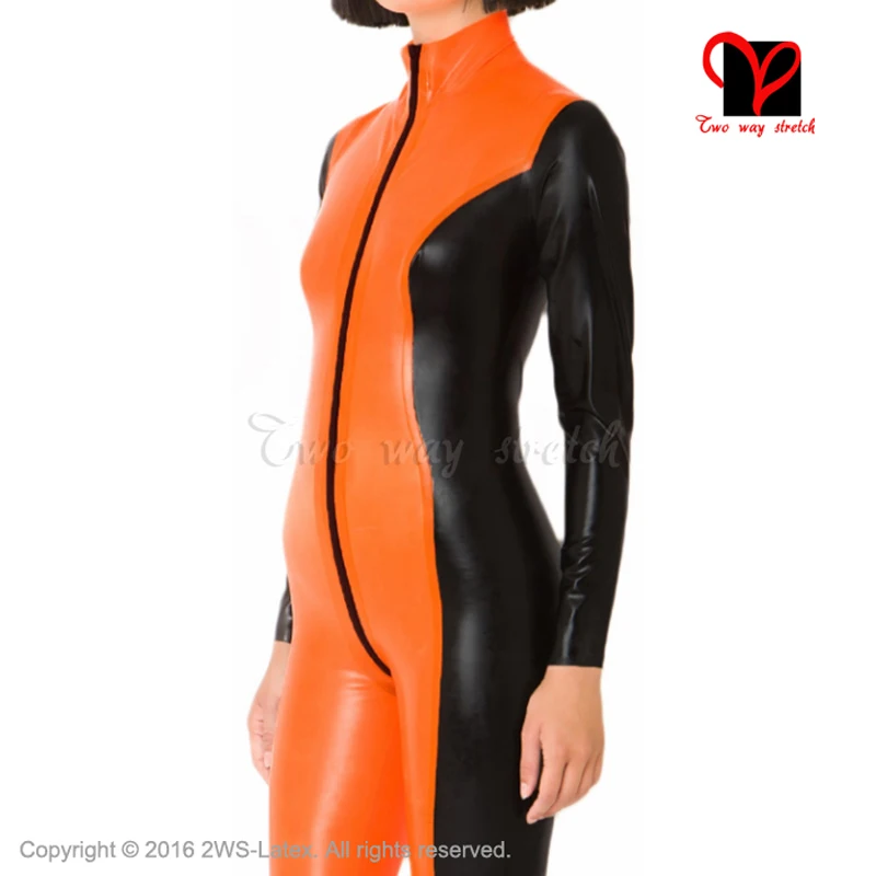 orange latex jumpsuit