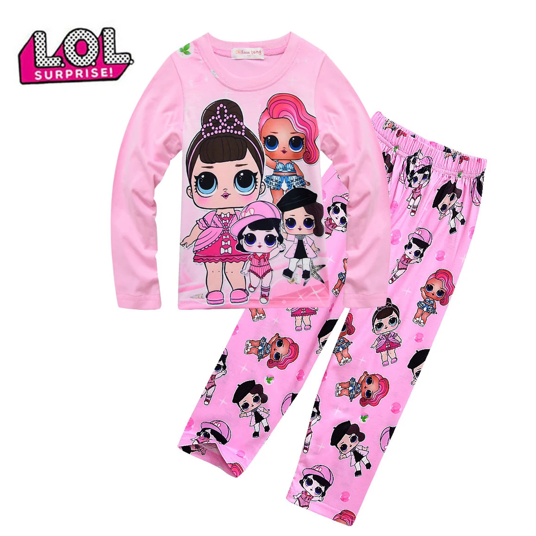 Προϊόν - LOL Surprise Doll Children's Home Service Two-piece Girl Cartoon  Anime Pattern Pajamas Long-sleeved Trousers Loose