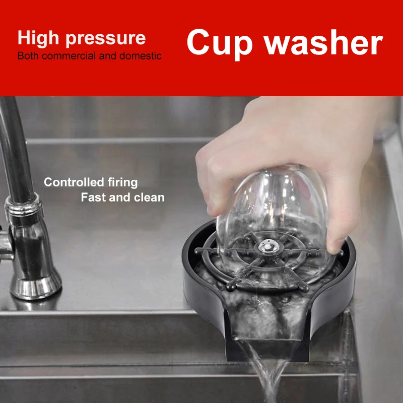 Automatic High Pressure Cup Washer Faucet Glass Rinser Glass Cup Washer Bar  Beer Milk Tea Cup Cleaner Kitchen Sink Accessories