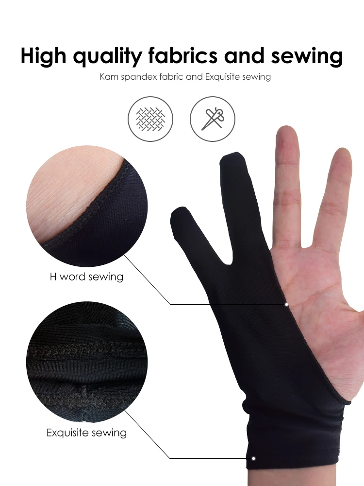 Anti-fouling Two-Fingers Anti-touch Painting Glove for Drawing Tablet Right  and Left Glove Anti-Fouling for IPad Screen Board