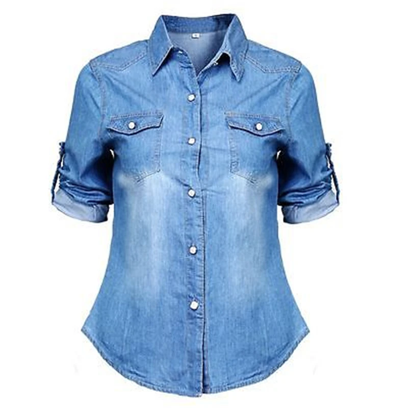 Ladies Denim Shirts Long Sleeve 