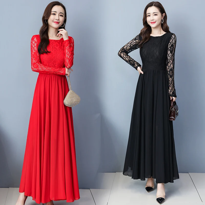 Autumn Winter Vintage Chiffon Midi 