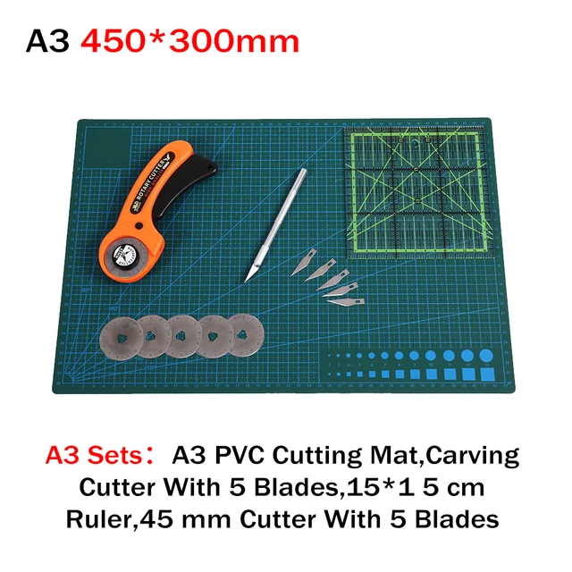 WUTA New Fabric Cutting Mat, Leather Cutting Board A1 A2 A3 A4 A5  Professional Self Healing Quality Double-Sided Craft Tool Set