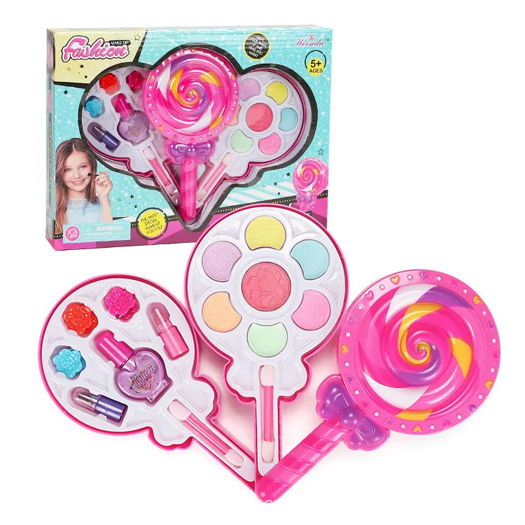 Kids Make Up Toy Set Pretend Play Princess Pink Makeup Beauty Safety  Non-toxic Kit Toys