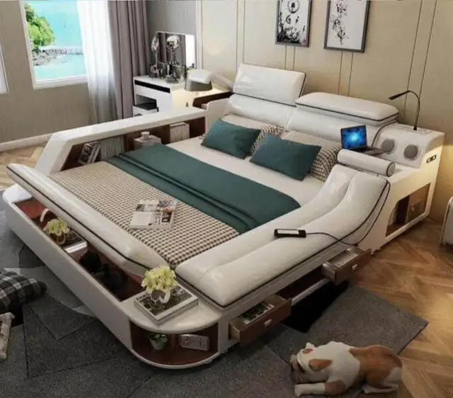 modern bed with massage chair