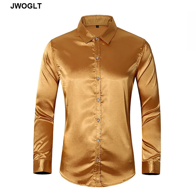 gold silk button up shirt