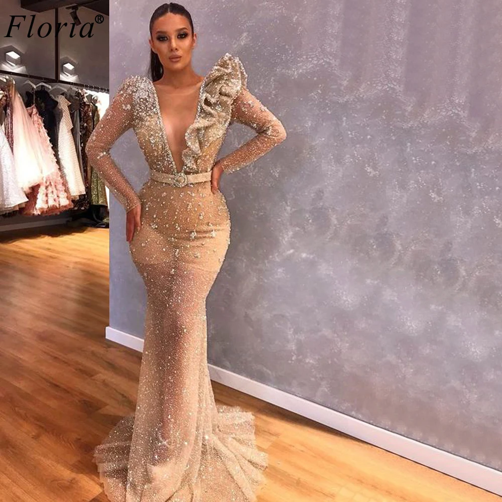 long champagne evening gown