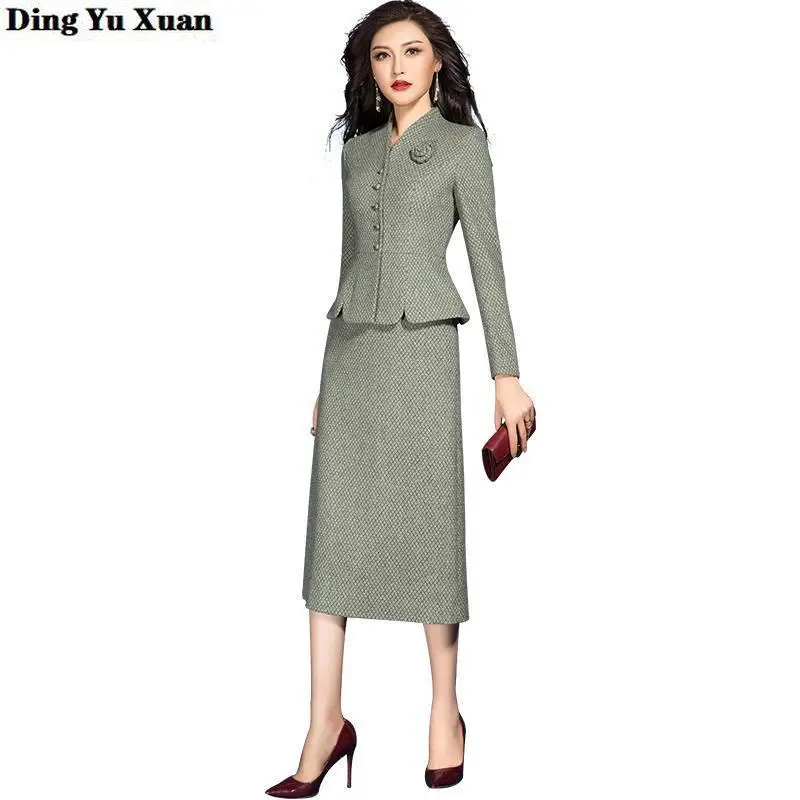 Women Office Wear Long Dress Suits Pink 