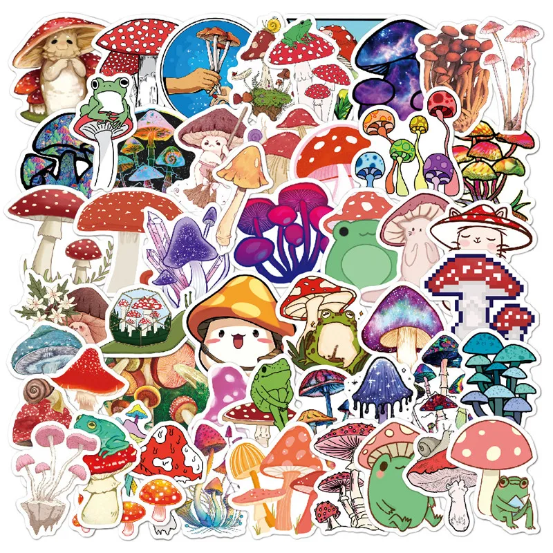 Cartoon Mushroom Stickers Children's Cute Plant Scrapbooking Sticker for Kids School Office Stationery Kawaii Stickers Aesthetic