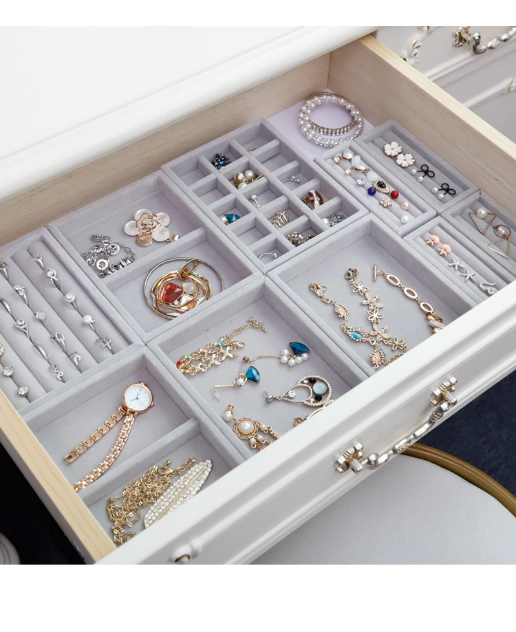 Jewelry Organizer Velvet Jewelry Storage Tray Display Ring Bracelet  Necklace Storage Box Showcase Drawer Organizer Trays