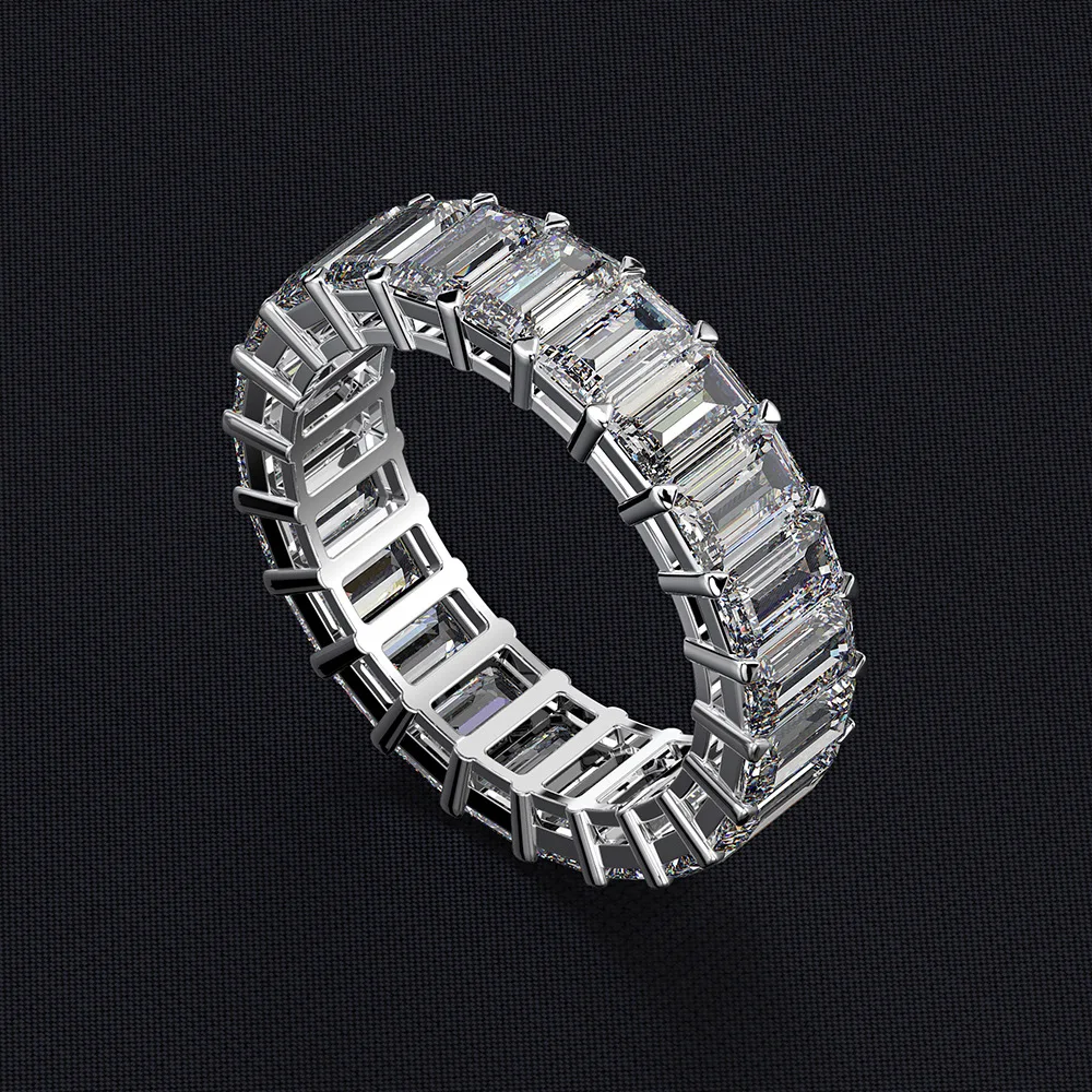 silver diamond band rings