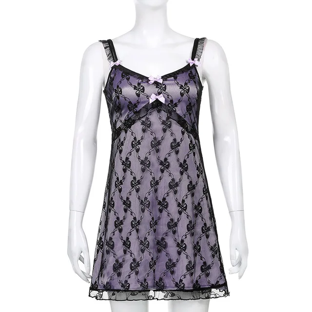 Y2K EGIRL Mall Goth V-neck Black Lace 