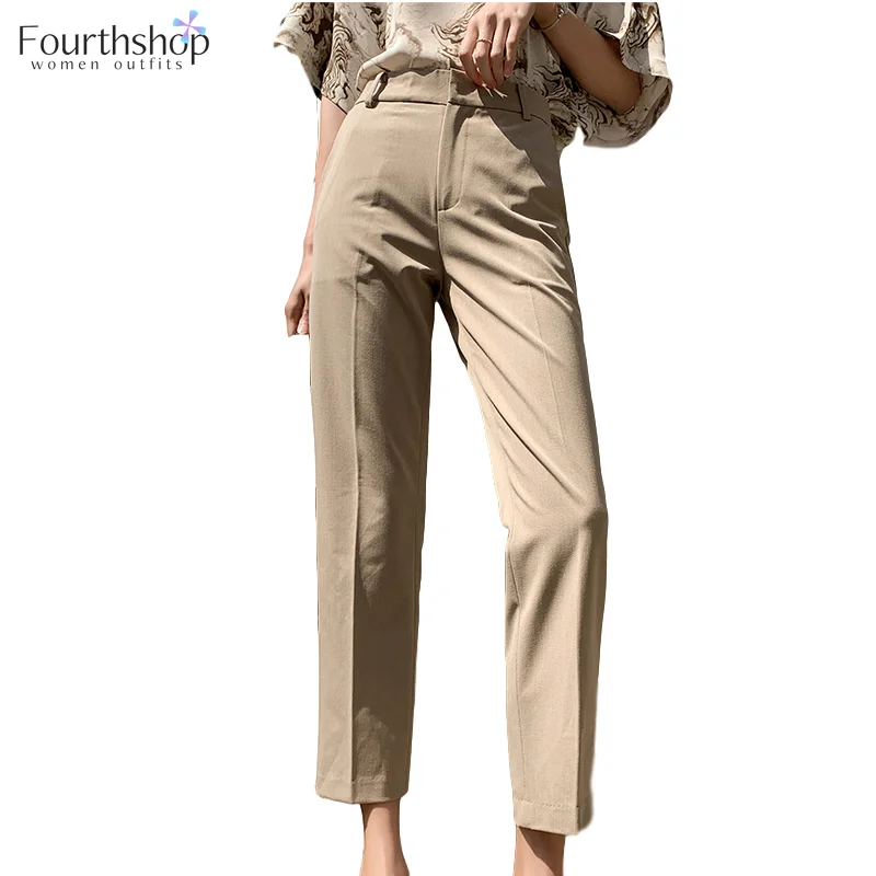 Cumpără Fundul  2021 Fashion Office Lady Stylish Formal Pants Female  Business Straight Belt Loop Trousers Women Clothes Summer Work Wear Pants