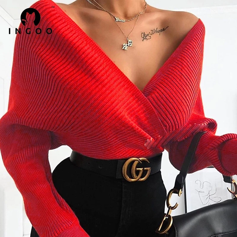 Off Shoulder Oversized Sweater Pullover 