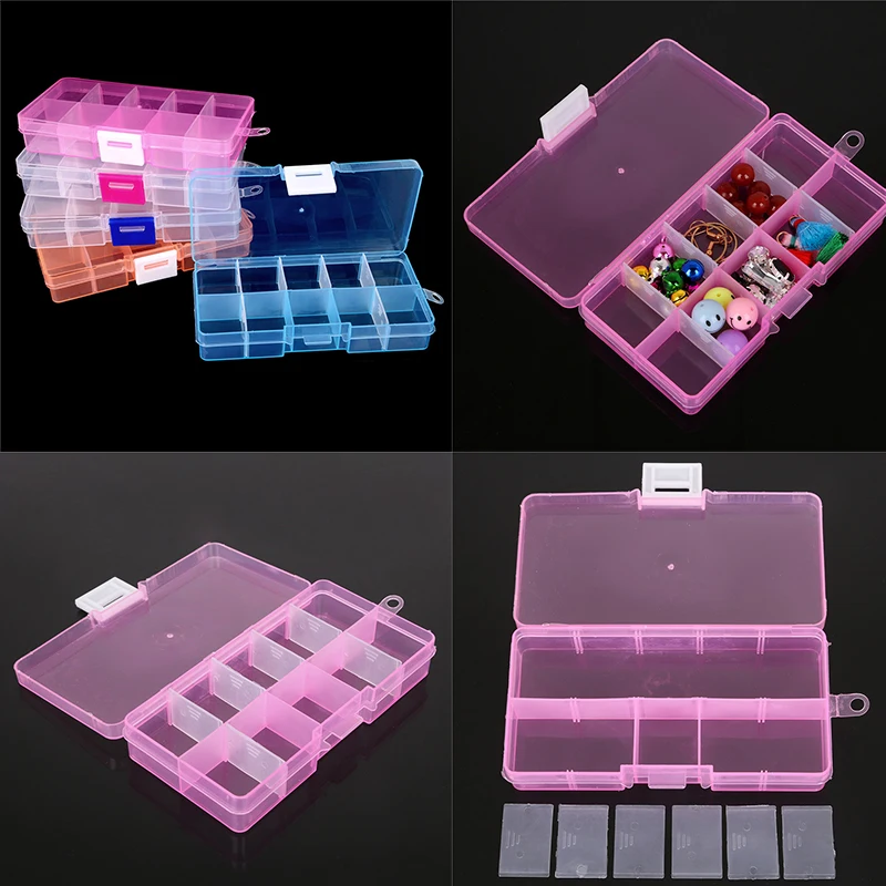 New 10 Slots Cells Colorful Portable Jewelry Tool Storage Box