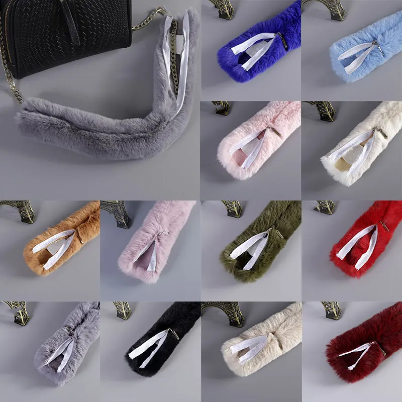Winter Fashion Plush Bag Strap Women Shoulder Handbag Strap Belt Faux Fur Bag Belts accessories Decorative Handbag Handles strap