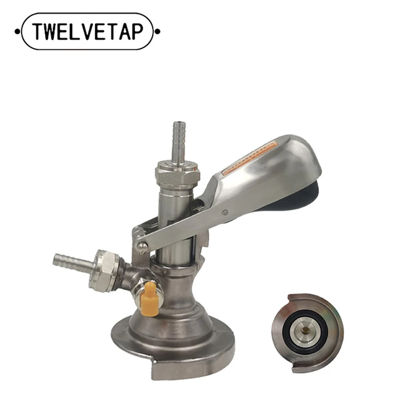 TWELVETAP-Keg Coupler, A-Type, Dispenser, Beer Tap, Safety Pressure Relief Valve, Home Brewing, Stainless Steel Handle-animated-img