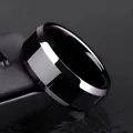 Simple Rings with Boxes Trendy Stainless Steel Black Rings for Women Wedding Rings Men Jewelry Width 8mm preview-3