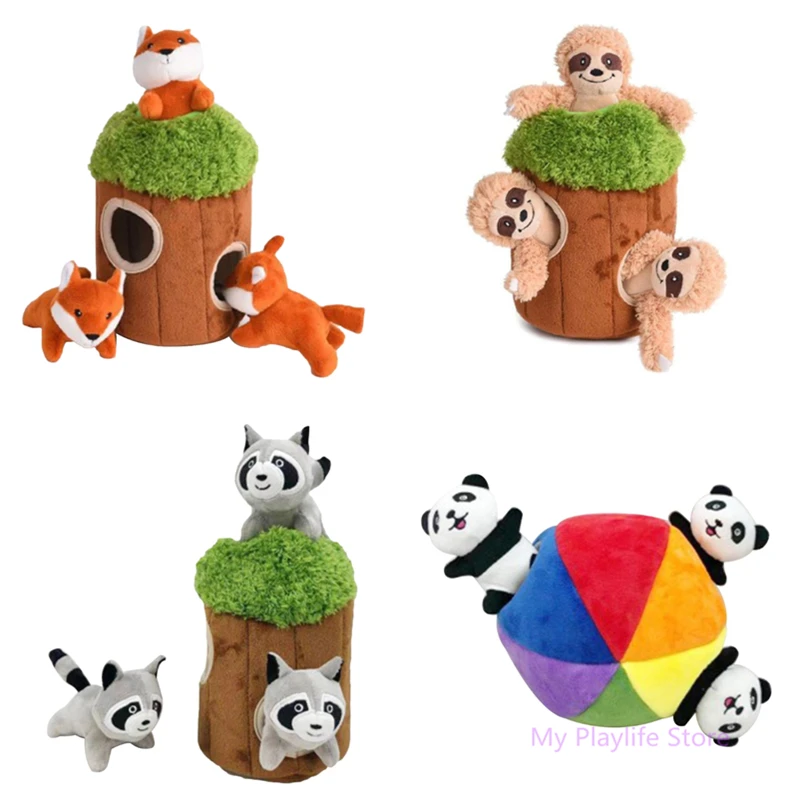Hide And Seek Plush Dog Toys Squeak Interactive Burrow Puzzle Chew Treat  Hiding Brain Stimulation for Small Medium Dogs Dropship