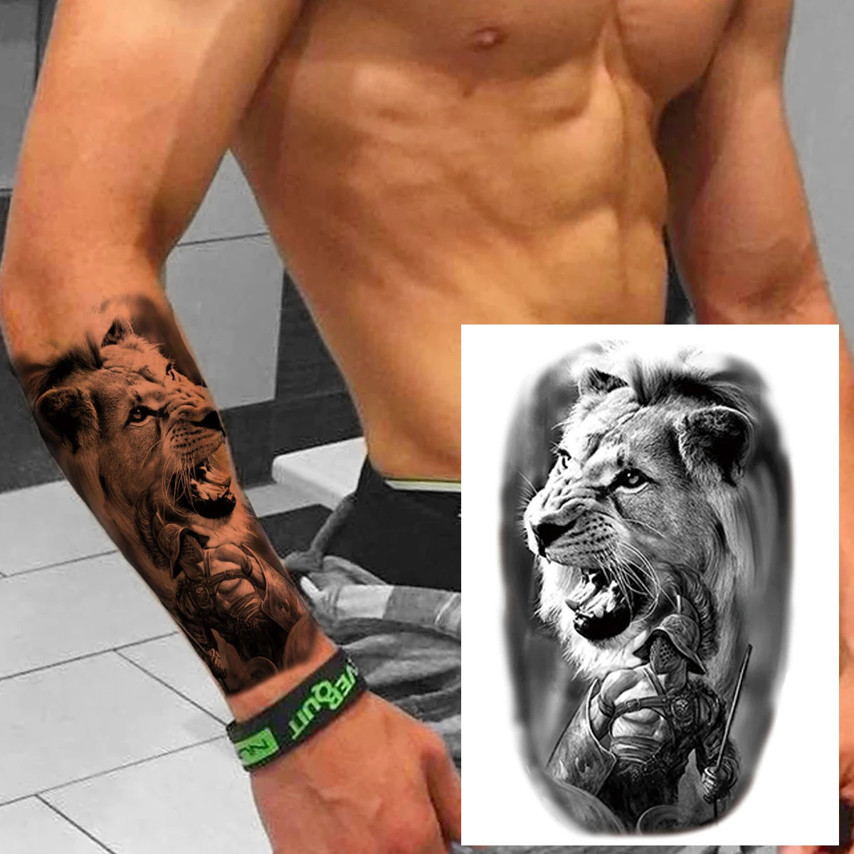 Fierce Lion Waterproof Temporary Tattoo Stickers Body Art - Temu
