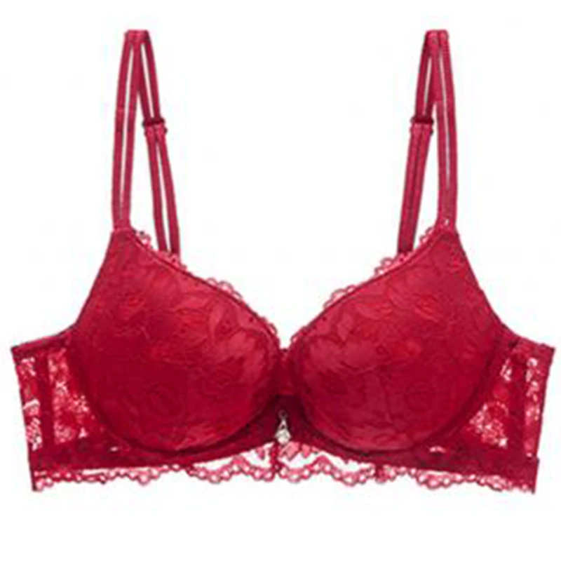 Push Up Bra for Women Sexy Floral Lace Bralette Wireless Soft Brassiere  Padded Comfort Small Chest Gathered Female Lingerie