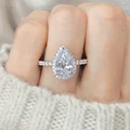 Vintage style Pear Shape Engagement Ring Silve Color Promise Wedding Ring Trends Fancy Cubic Zirconia Jewelry Birthday Gift preview-5