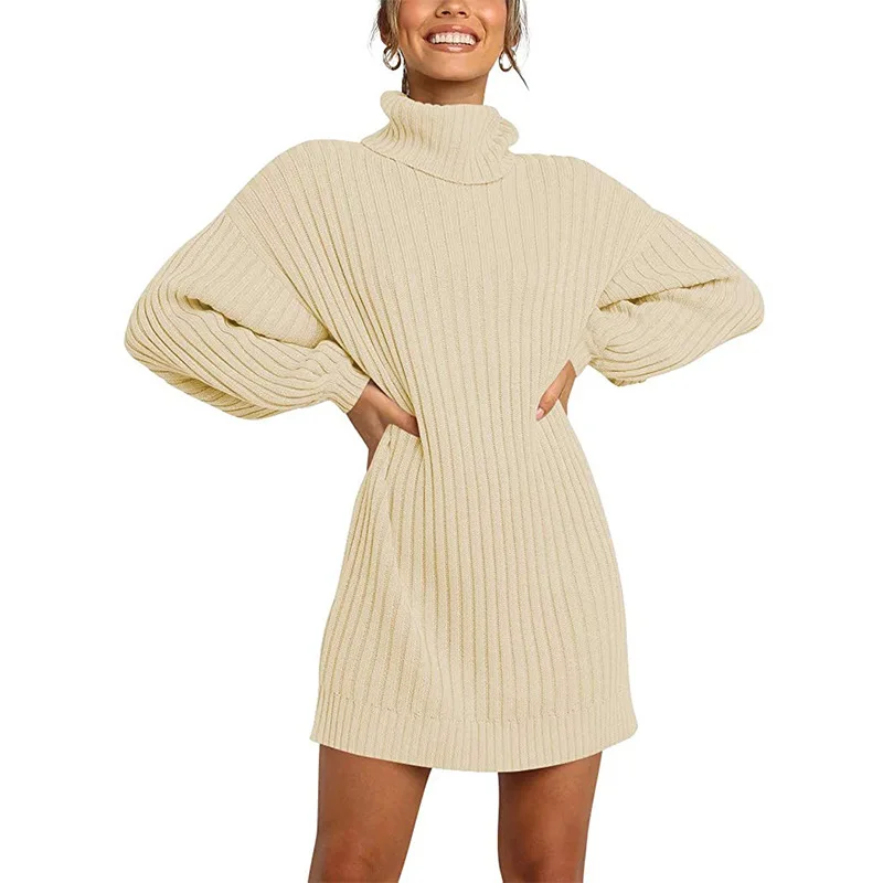 Turtleneck Sweater Dress Women 