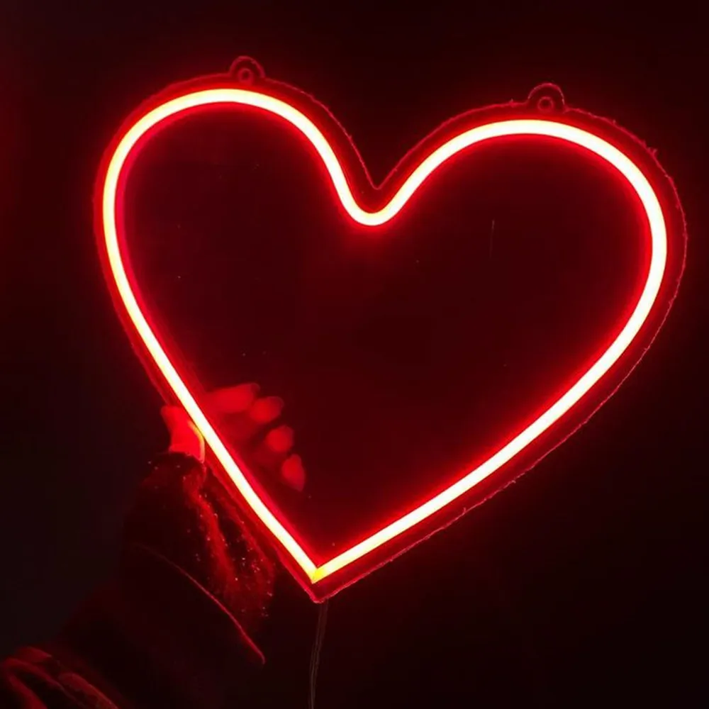 Winbo Heart Shape LED Neon Sign Acrylic Transparent Night Light for Room Decor Party Restaurant Shop Wall Hanging-animated-img