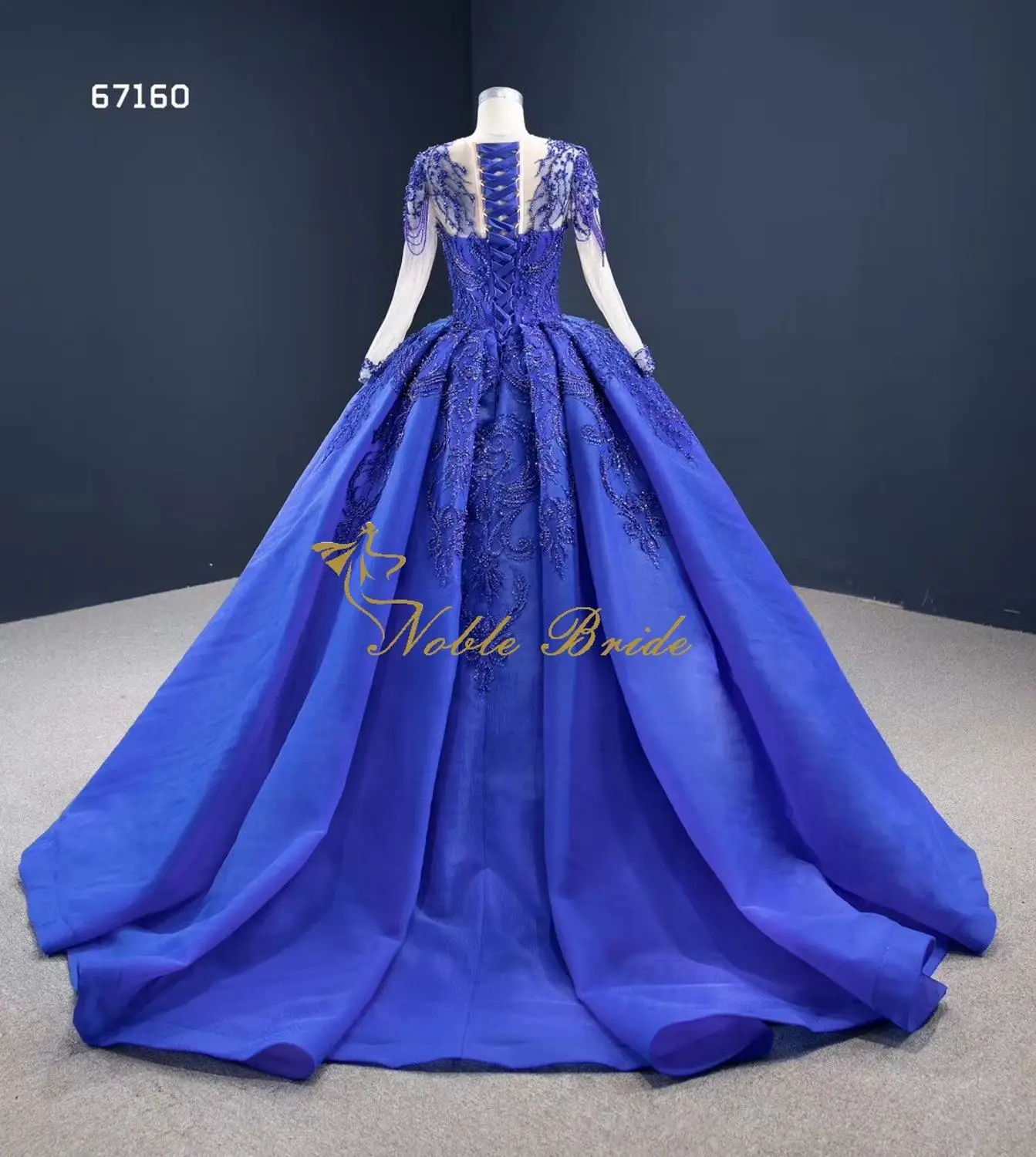 Elegant Lady Royal Blue Jewel Long 