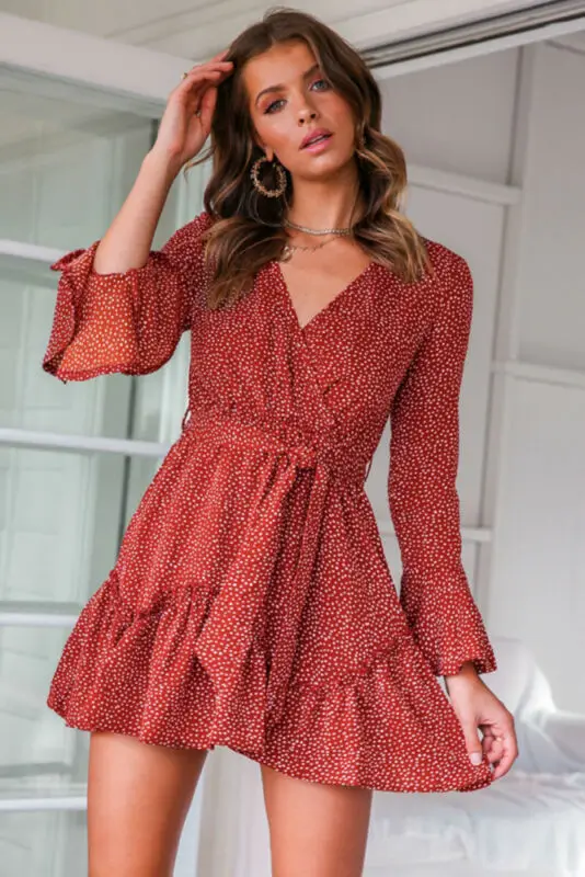 Women Autumn Long Sleeve Sexy Mini 