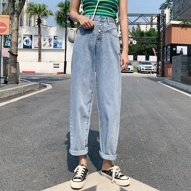 Bumpercrop Casual Jeans Women High 