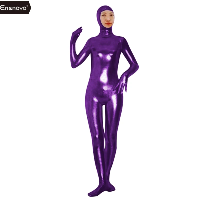 Halloween Unisex Royal Blue Latex Shiny Metallic Zentai Suit