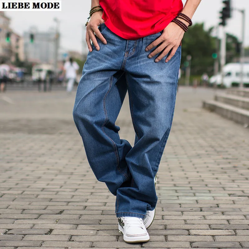 Acquistare Jeans uomo | Mens Loose Jeans Straight Leg Pants Men Denim  Trousers Man Streetwear Hip Hop Baggy Jeans Male big Size Wide Leg Jean  Hommes 46