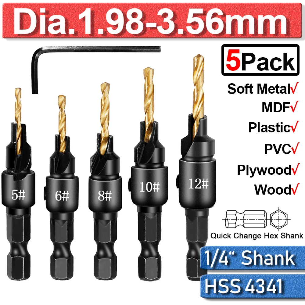 Carpentry Countersink Drill Bit Set 