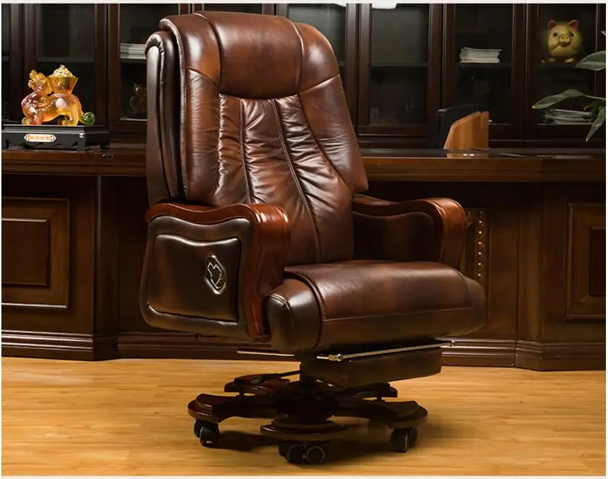 leather office chair wood