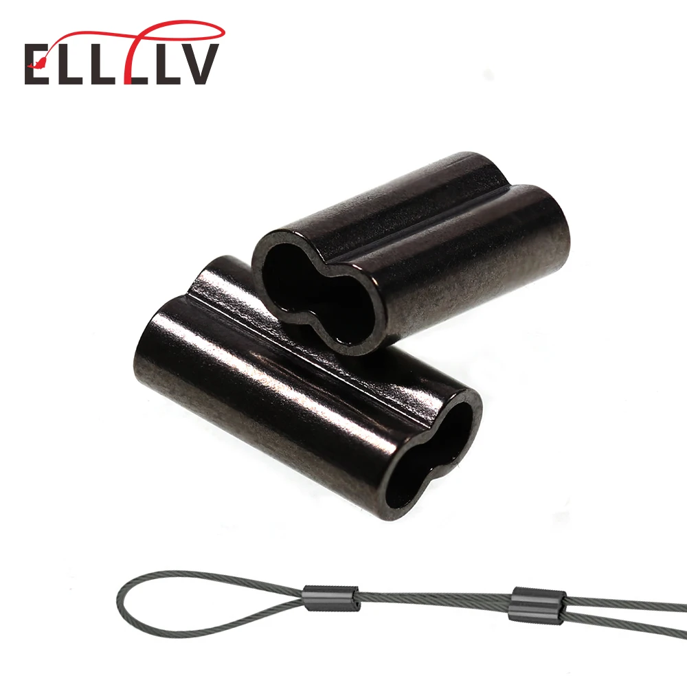 100pcs Black Single Barrel Copper Sleeves Fishing Line Fix Crimps Mono and Wire  Leader Saltwater Fishing Rigging Accessories